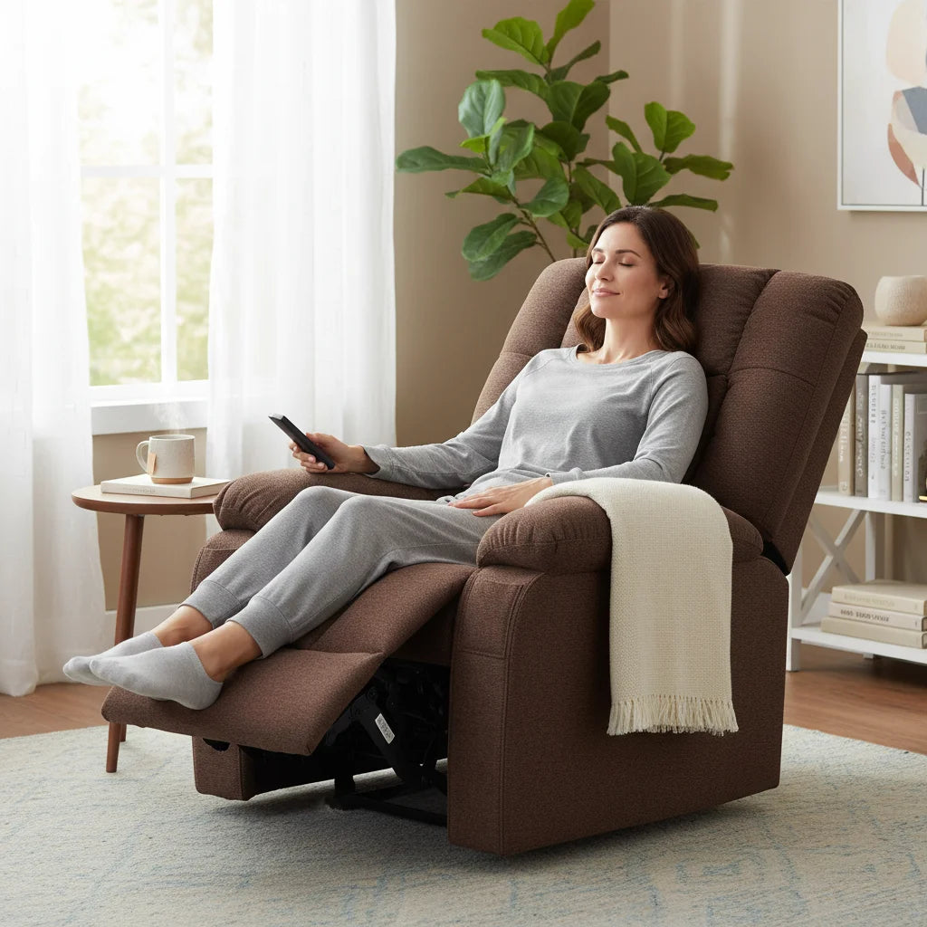 Power Lift Recliner Chair with Massage and Heat Ergonomic Electric Recliner with Remote and Side Pockets for Living Room