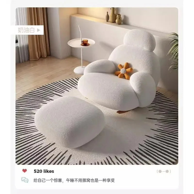 Leisure rocking chair recliner hotel balcony household living room bedroom wooden fabric adult lazy sofa