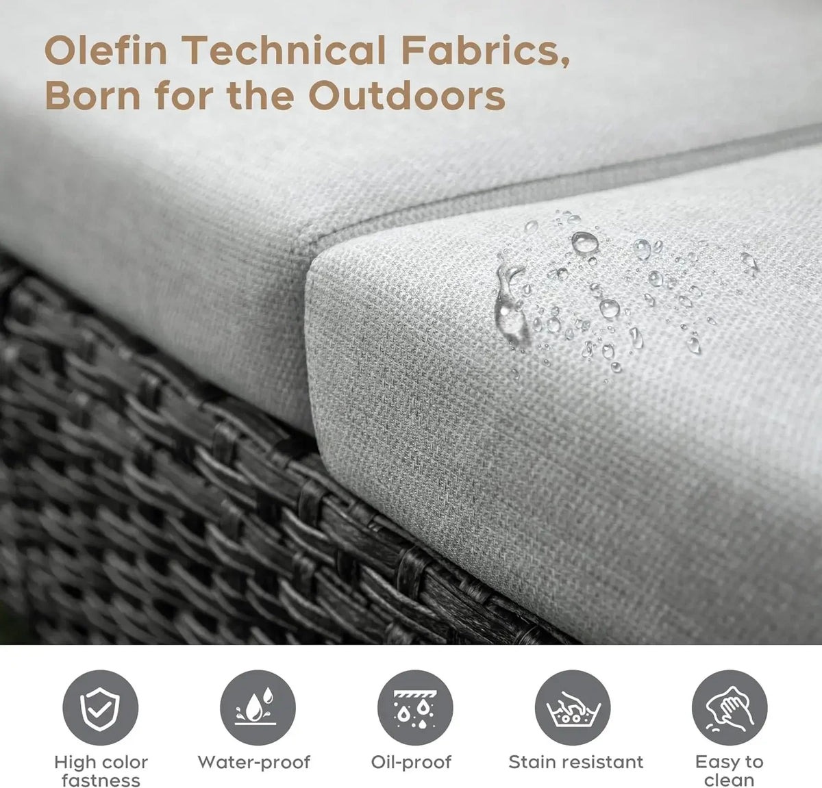 Rattan Outdoor Furniture Set, 6-piece Outdoor Deep-seated Leisure Set, Including Brazier Table and Footstool