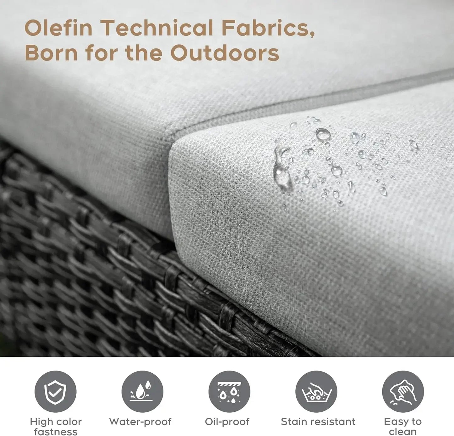 Rattan Outdoor Furniture Set, 6-piece Outdoor Deep-seated Leisure Set, Including Brazier Table and Footstool