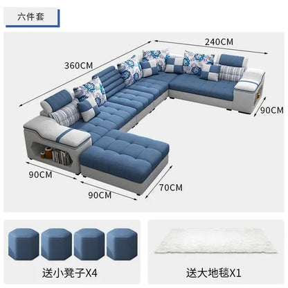 Removable and Washable Latex Free Wash Technology Fabric Sofa Combination Simple Living Room, Living Room Furniture