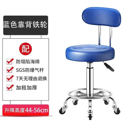 PU Leather Modern Rolling Stool Low Back Height Adjustable Work Salon Drafting Swivel Task Chair with Footrest