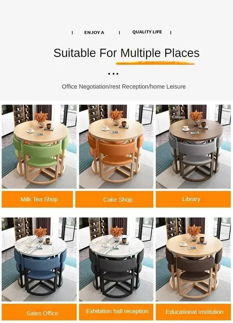 Round Mobile Dining Tables Set Kitchen 4 Chairs Center Wood Table Extendable Luxury Floor Mesa Comedor Home Furniture