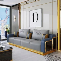 Italian Light Luxury Leather Sofa Living Room Small High-end Villa Modern Simple Solid Wood Sofa