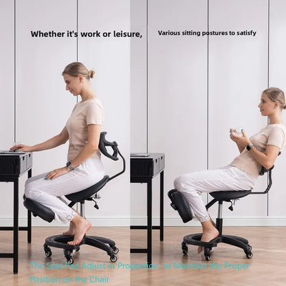 Kneeling Chair Adult Ergonomic Correction Chair Saddle Chair Double Cushion Adjustable Anti-Hunchback Position Learning