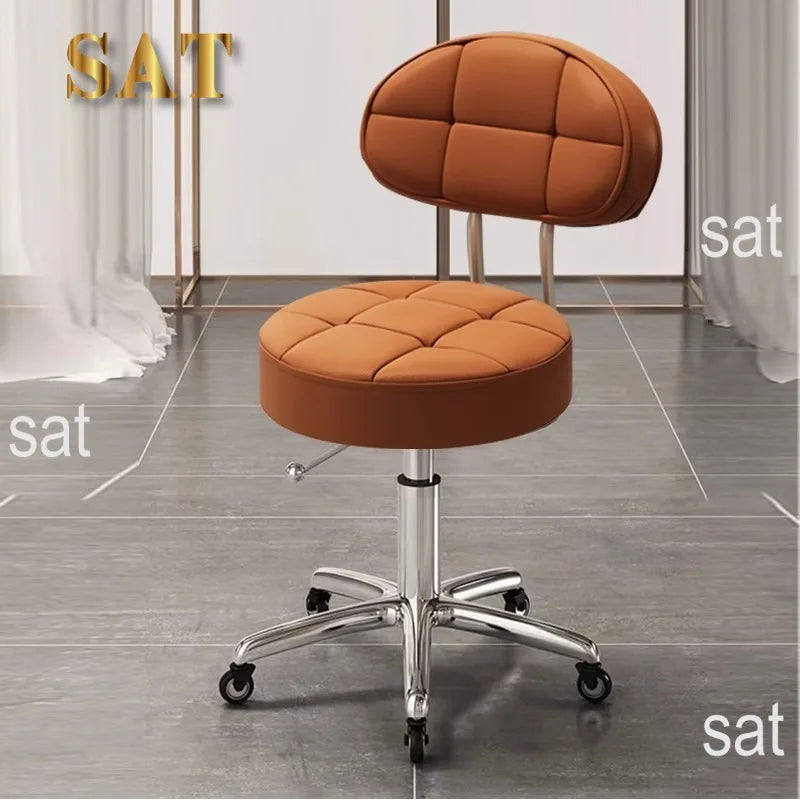 Household beauty stool, metal industrial hair chair with rotating lift pulley, suitable for salons and barber shops