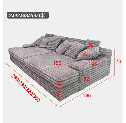 Modern Simple Lazy Sofa Bed Thick Strip Velvet Large Sofa Bed Living Room Furniture Nordic Sofabed Vacuum Compression Sofa Bed