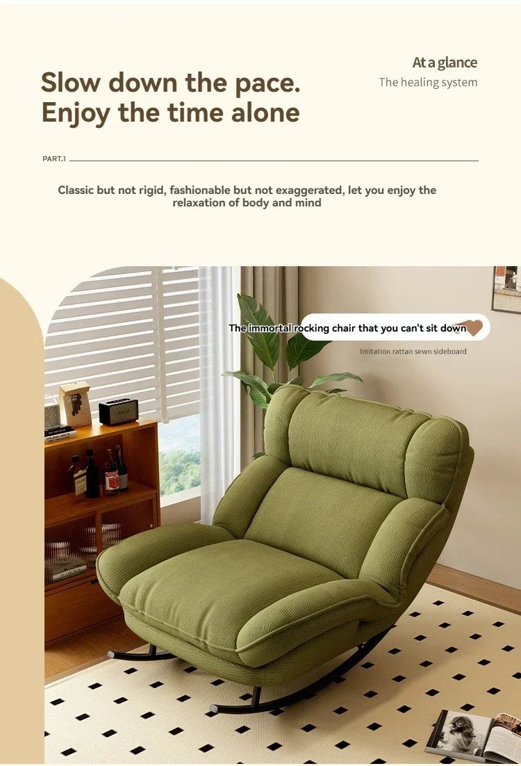 Adjustable Lazy Sofa Bed with Reclining Function for Living Room Comfortable Lazy Sofa Bed Rocking Chair for Sleeping Couch