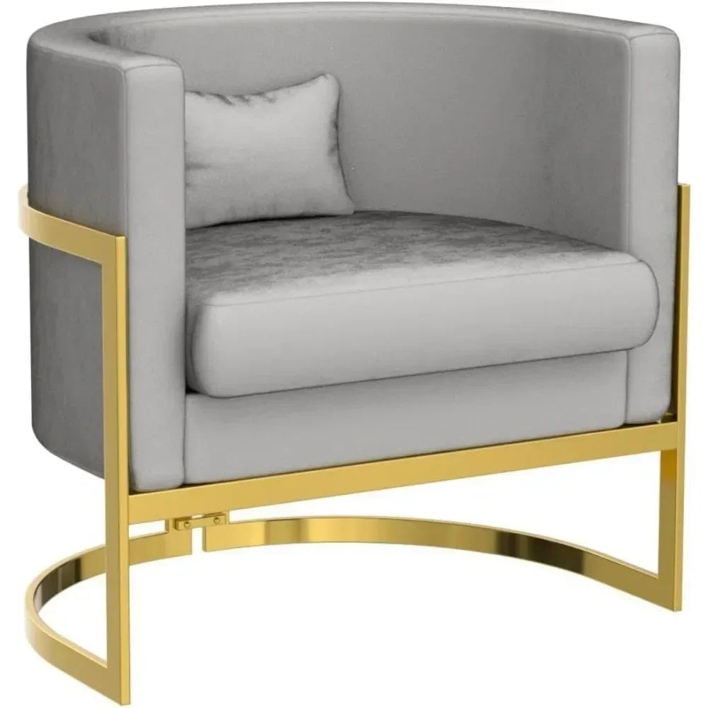 v Living Room Chair, Modern Gray Velvet Bucket Shaped Special Chair, Soft Padded Armchair, Bedroom Single Person Sofa