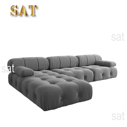 -Nordic Modern Modular Sofa Set Light Luxury Fabric Buckle Design Living Room Convertible Features Sponge Wood Foam Hotels