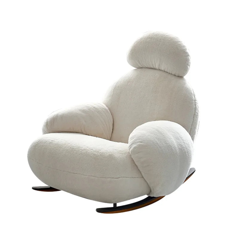 Big white rocking chair lazy sofa rocking chair cream wind single sofa recliner