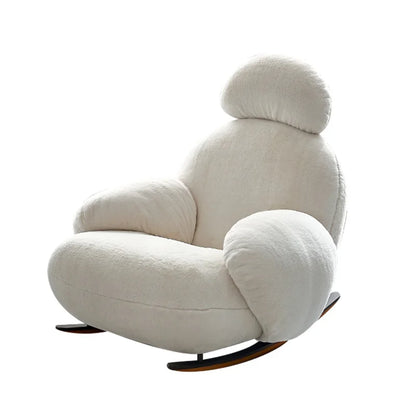 Big white rocking chair lazy sofa rocking chair cream wind single sofa recliner