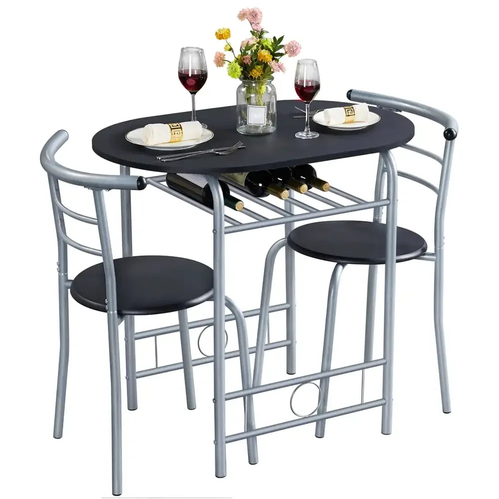 Alden Design Modern Dining Set 3pcs round Table And 2 Chairs Multiple Colors Available for Kitchen Room Furniture