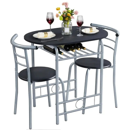 Alden Design Modern Dining Set 3pcs round Table And 2 Chairs Multiple Colors Available for Kitchen Room Furniture