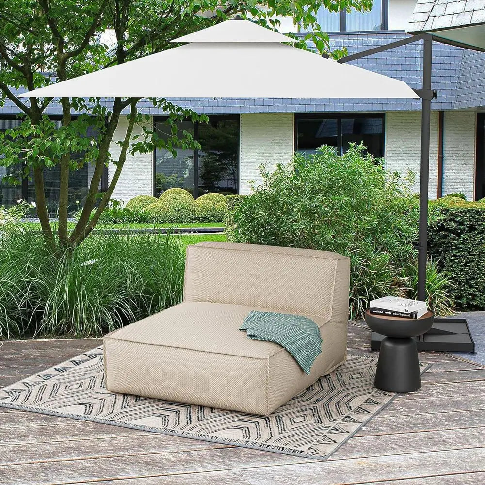 Large Outdoor Bean Bag Loveseat for Adults - Light Beige, 57 Sun Lounger, Comfortable Patio Pool Chaise