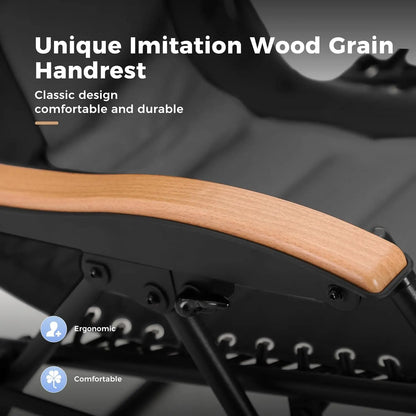 Oversized XXL Padded Zero Gravity Lounge Chair 30" Wide Seat Anti Gravity Lawn Chair Foldable Recliner Outdoor Camp Chair·New