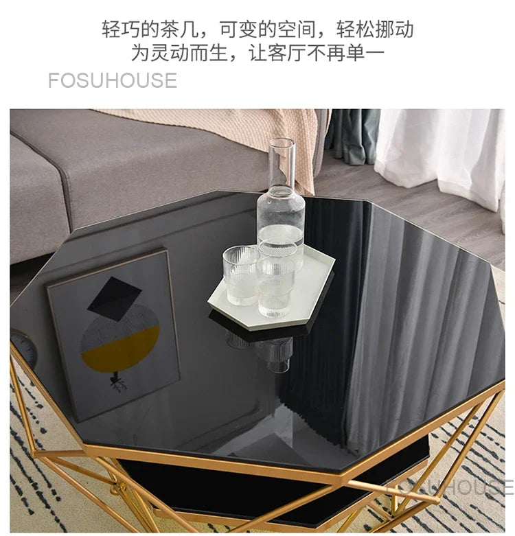 Nordic Glass Living Room Coffee Tables Light Luxury Modern Toughened Glass Bedroom Corner Table Iron Coffee Table Home Furniture
