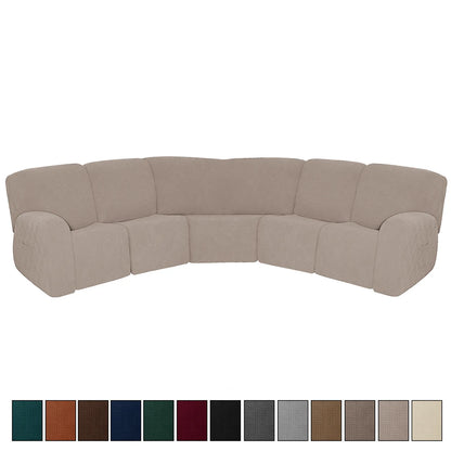 7PCS Jacquard L Shaped Corner Couch Covers Sectional Recliner Sofa Cover Stretch 5 Seater Corner Sofa Slipcover Couch Protector