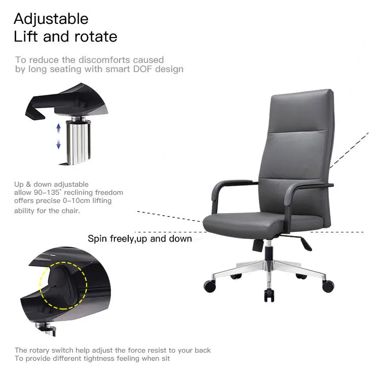High Quality Real Leather Chair Office Meeting Room Swivel Ergonomic Manager Executive boss Office Leather Chair