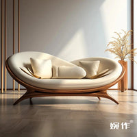 Washable White Nordic Sofa Wood Adults Reclining Lounge Double Chaise Couch Living Room Bedroom Lazy Divano Letto Furniture