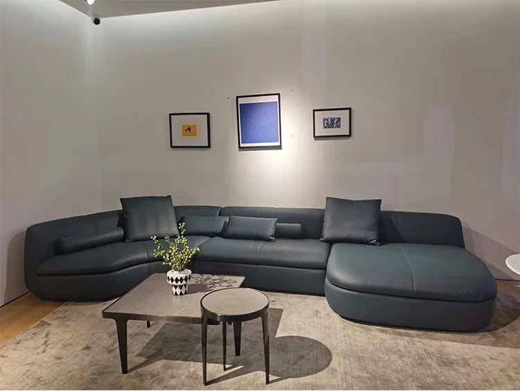 Curved sofa minimalist designer large corner fabric sofa combination