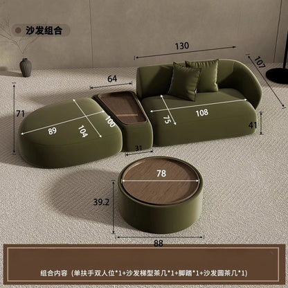 Curved Sofa Special Shaped Designer Beauty Salon Couch Lounge Area Sofa Coffee Table Set Furniture Velvet Living Room Sofas