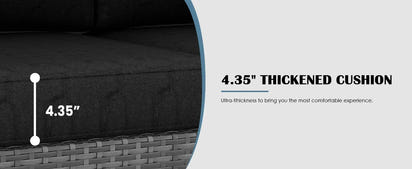 QAZ8-7 Piece Patio Furniture Set Fire Pit Table. Outdoor Conversation Sets Wicker Rattan Sectional Sofa with Coffee TSZ