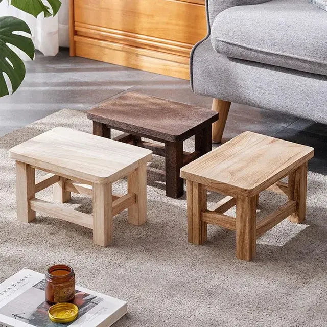 Adult Solid Wood Stool for Daily Use Shoe Changing Step Stool for Kitchen Bathroom Living Room Wooden Household Furniture