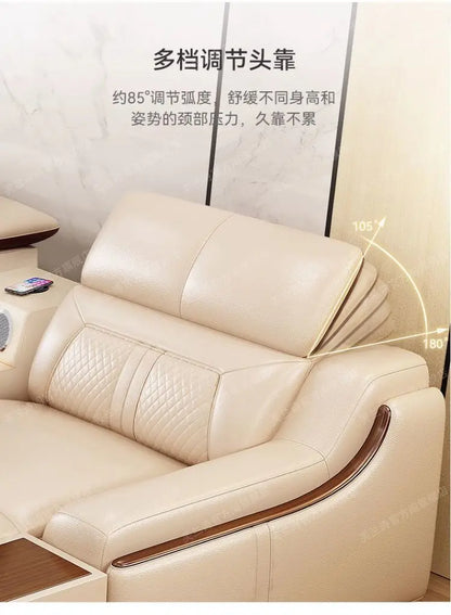custom. [Official Genuine] Fulansige Leather Sofa Light Luxury Solid Wood Simple Small Yellow Cowhide Corner Small Apartment Cha