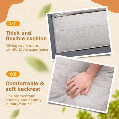 2025new-Solid Wood 4-Piece Patio Lounge Set with Waterproof Cushions and Durable Armrests