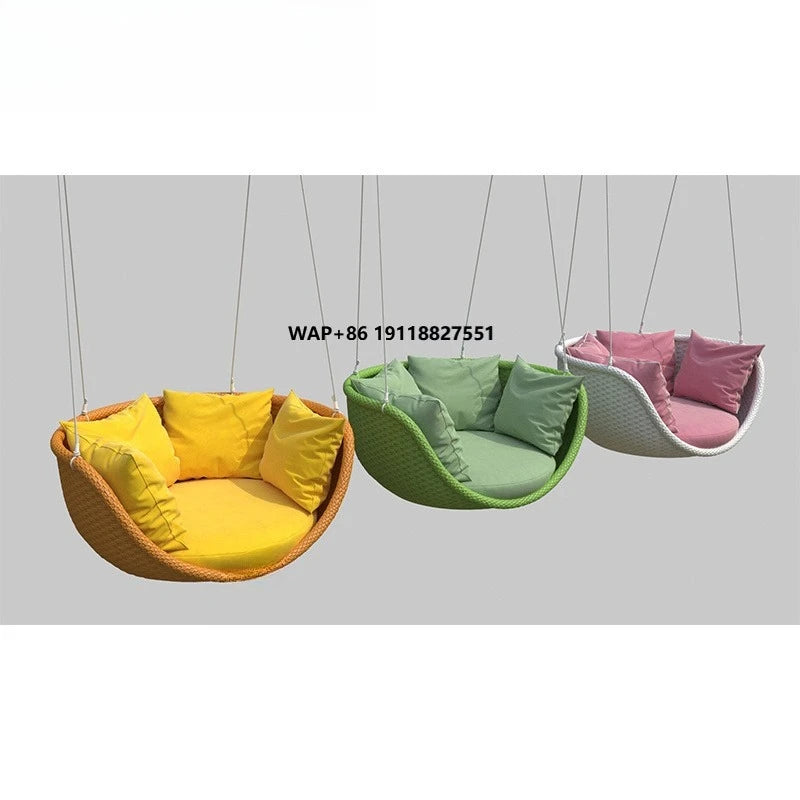 Outdoor Hanging Furniture Bed Swing Hammock Restaurant Rattan Seat Metal Stand Wicker Chairs Day Patio Swings Daybed