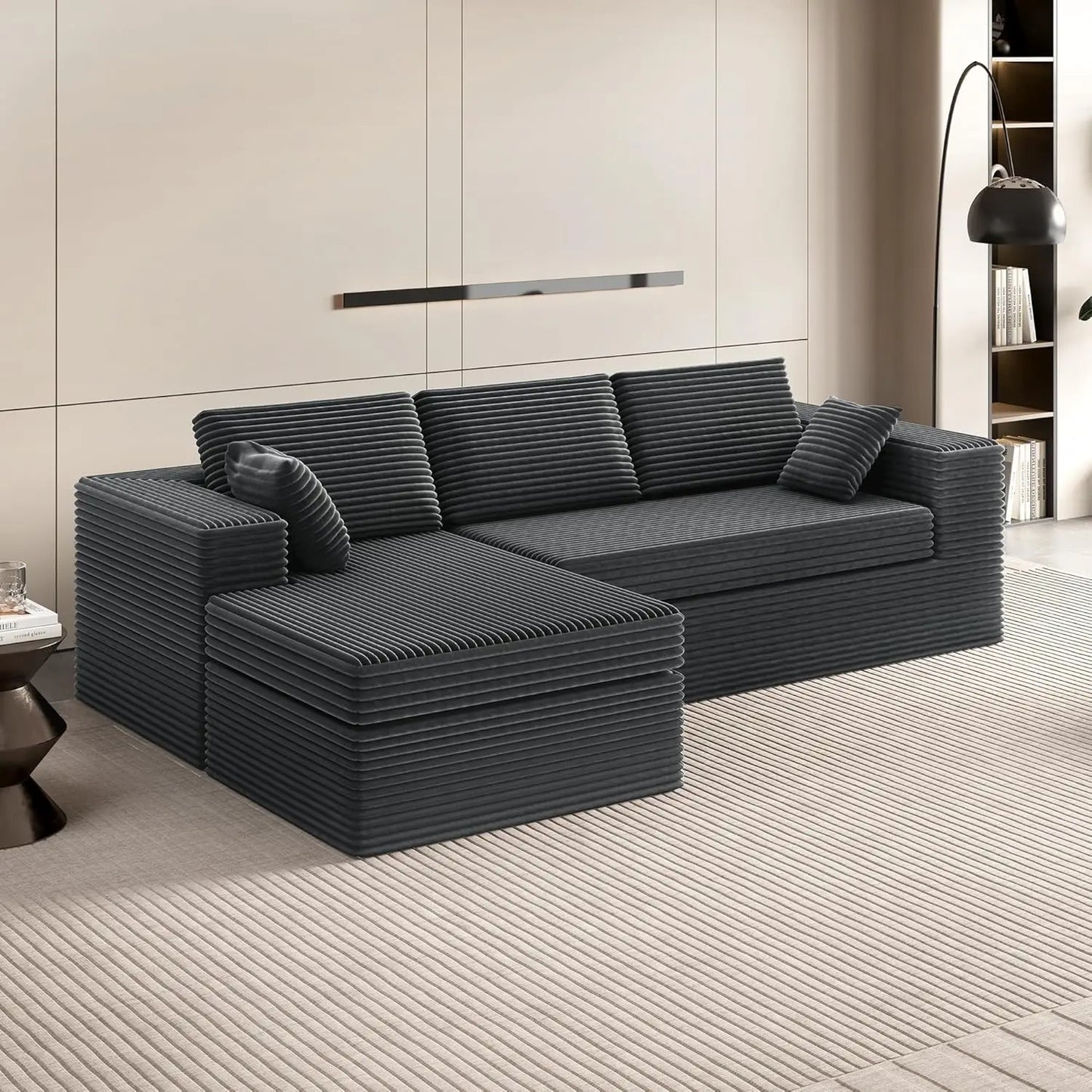 108” Cloud Boneless Couches for Living Room，Modular Sectional Cloud Couch with Deep Seat,Comfy Boneless L Shaped Couch-Oversized