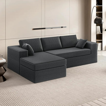 108” Cloud Boneless Couches for Living Room，Modular Sectional Cloud Couch with Deep Seat,Comfy Boneless L Shaped Couch-Oversized