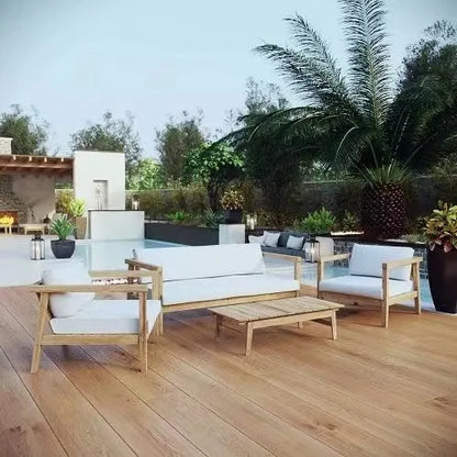 Leisure Outdoor wood Furniture waterproof villa sectional garden solid teak  wood outdoor sofa