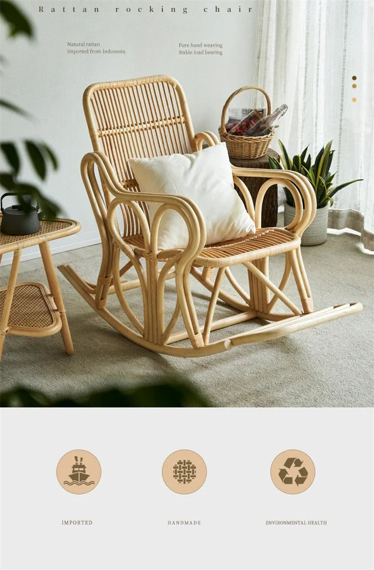 Outdoor Balcony Homestay Garden Single Rattan Chairs Living Room Leisure Rocking Chair Home Furniture Adult Lazy Recliner N M