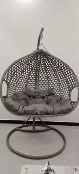 Swing Outdoor Furniture Rope Chair Modern Wicker Rattan Balcony Garden Hanging Double Egg Swing Chair with Metal Bracket