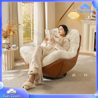 Medieval Style Rotating Nest Chair for Living Room Balcony Home Decor Luxury Fabric Lazy Leisure Single Sofa Chair