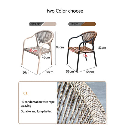 Aluminum Frame Outdoor Chairs Set of 2 PE Rope Patio Chair All Weather Bistro Chair Garden Chair for Hotel Restaurant Backyard
