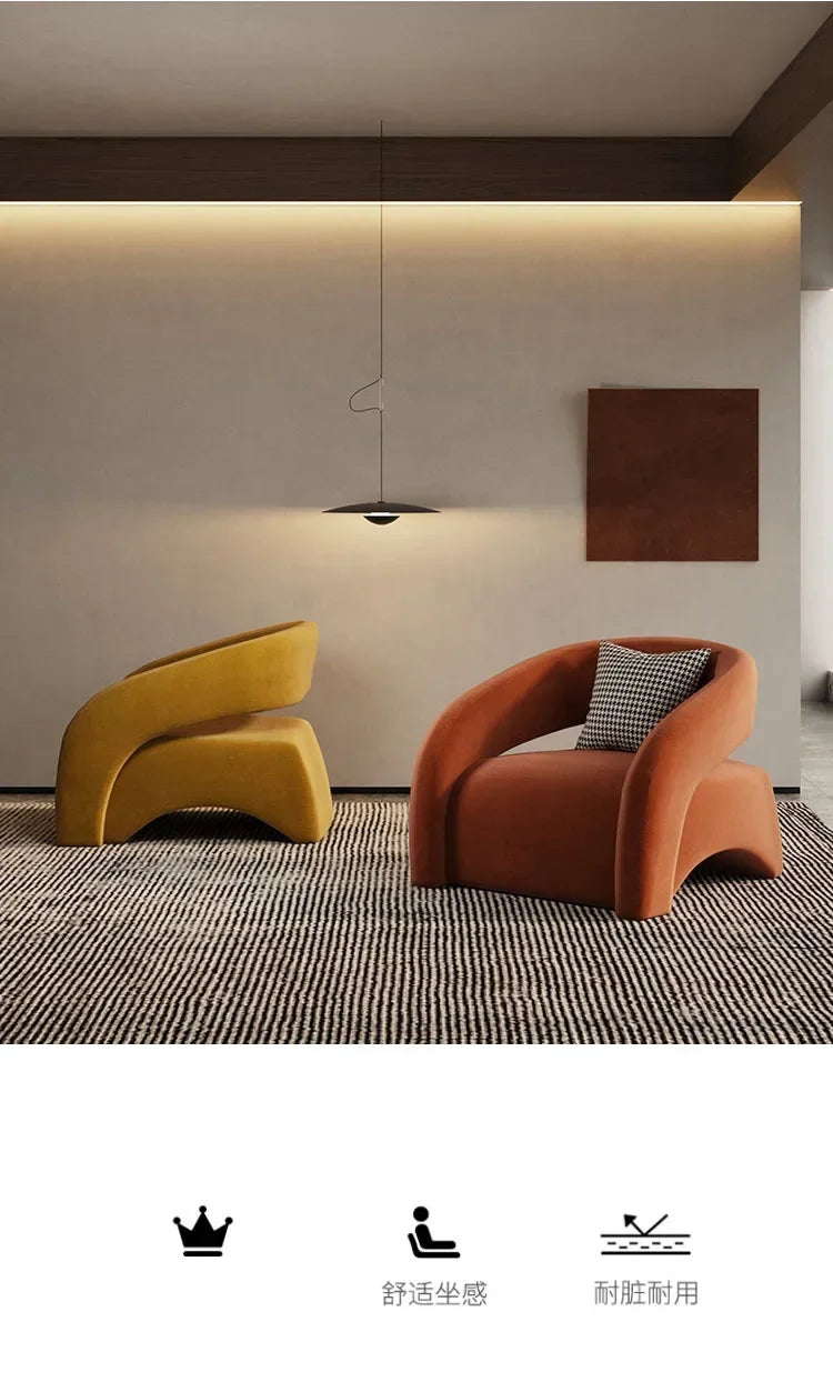 Internet celebrity single chair, living room lazy single sofa leisure chair, light luxury curved balcony chair
