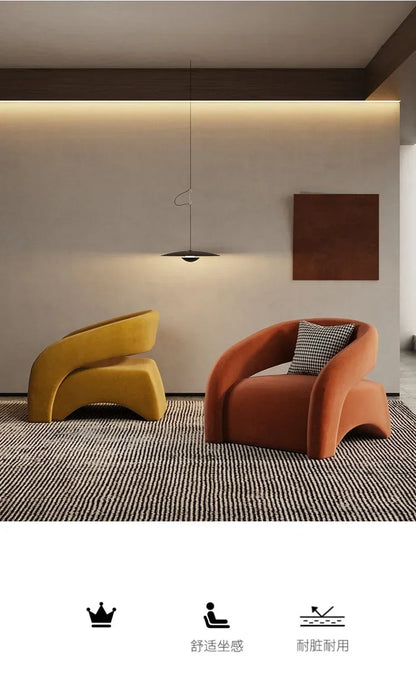 Internet celebrity single chair, living room lazy single sofa leisure chair, light luxury curved balcony chair