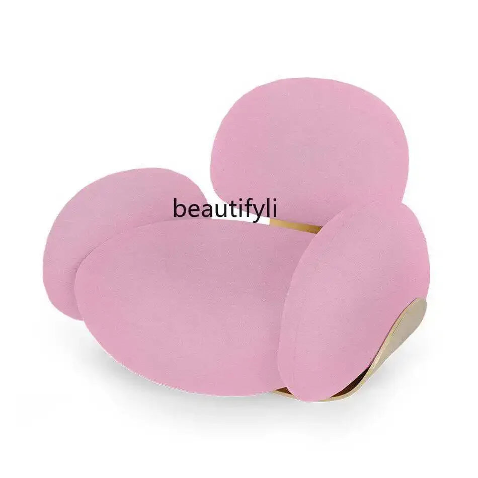 F Designer creative cream wind lamb wool leisure recliner small apartment bedroom makeup single sofa chair