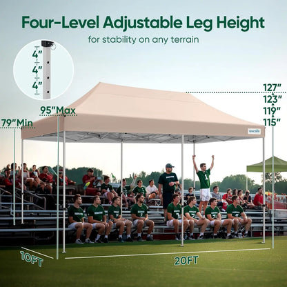 10x20 Heavy Duty Pop up Canopy Tent, Commercial Grade Instant Shelter with Wheeled Bag for Outdoor, Parties,, Customized
