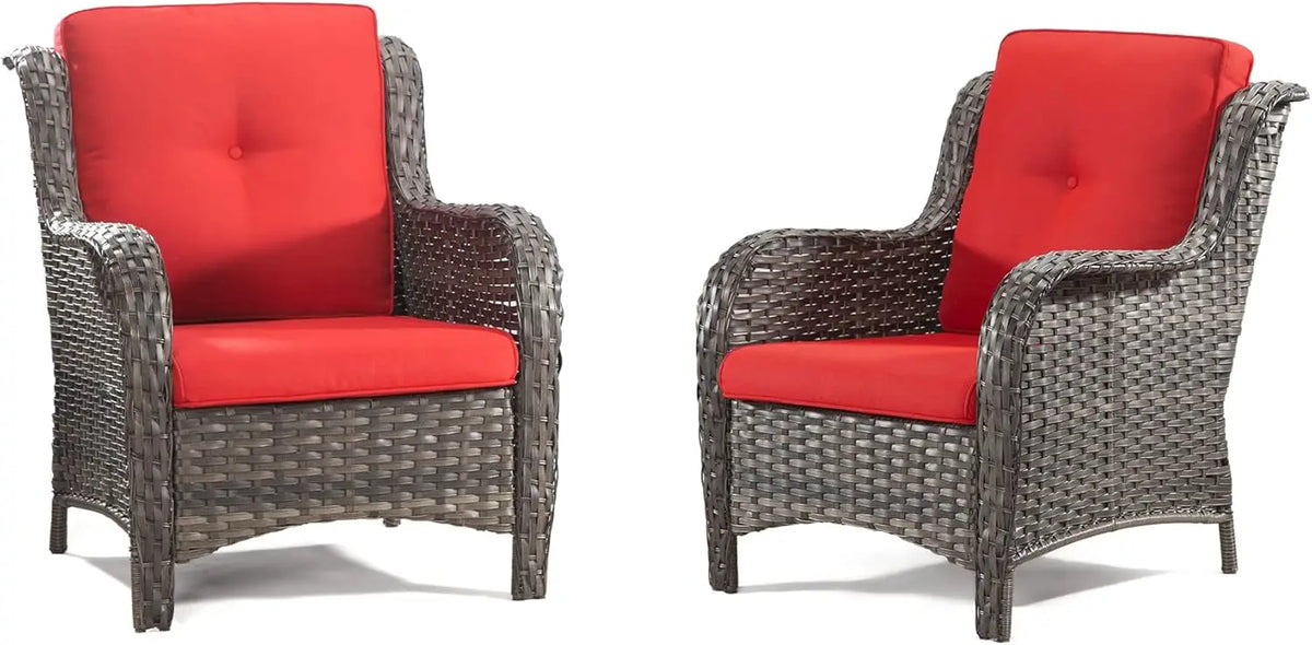 Outdoor Wicker Chair Rattan Patio Dining Chairs PE Wicker Patio Chairs with Seat Cushions