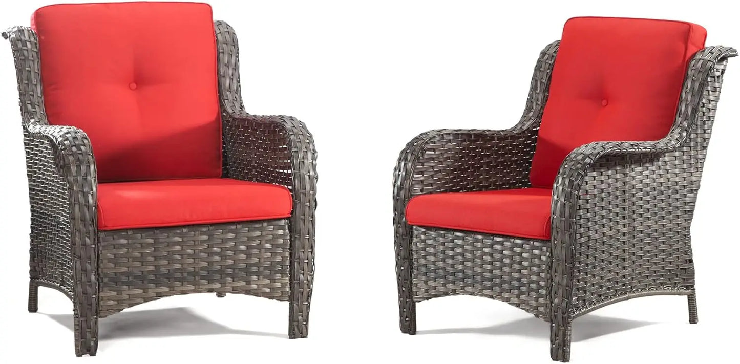 Outdoor Wicker Chair Rattan Patio Dining Chairs PE Wicker Patio Chairs with Seat Cushions