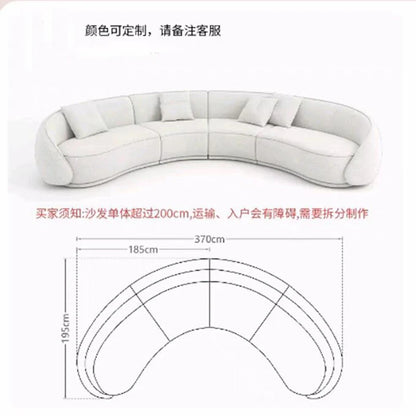 Italian minimalist large curved sofa living room small apartment light luxury designer fabric sofa