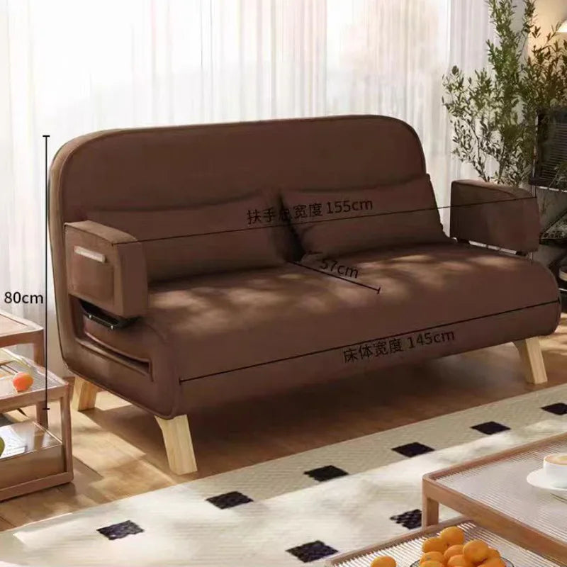 Dual-use, living room, small apartment, single, double, multi-person, solid wood legs, sofa, lazy, foldable, multi-functional