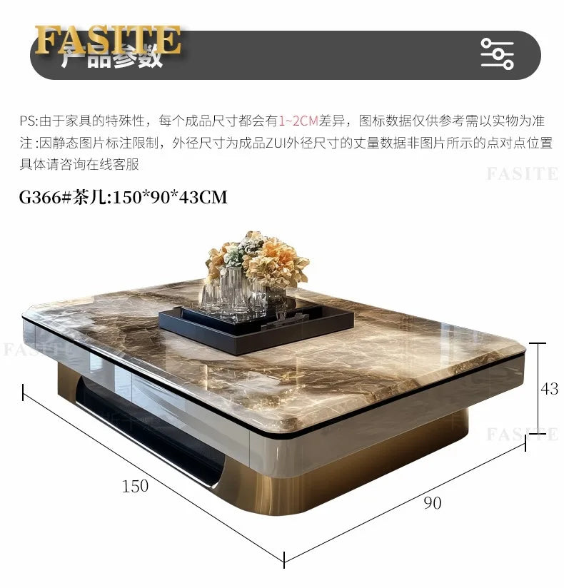 LightLuxury Coffee Table Living Room Home High-end Rectangular Luxury Stone Tea Table New High-end Villa Large Flat Coffee Table