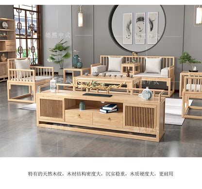 Han Solid Wood New Chinese Sofa Combination Living Room Zen Bed Hotel Homestay Push