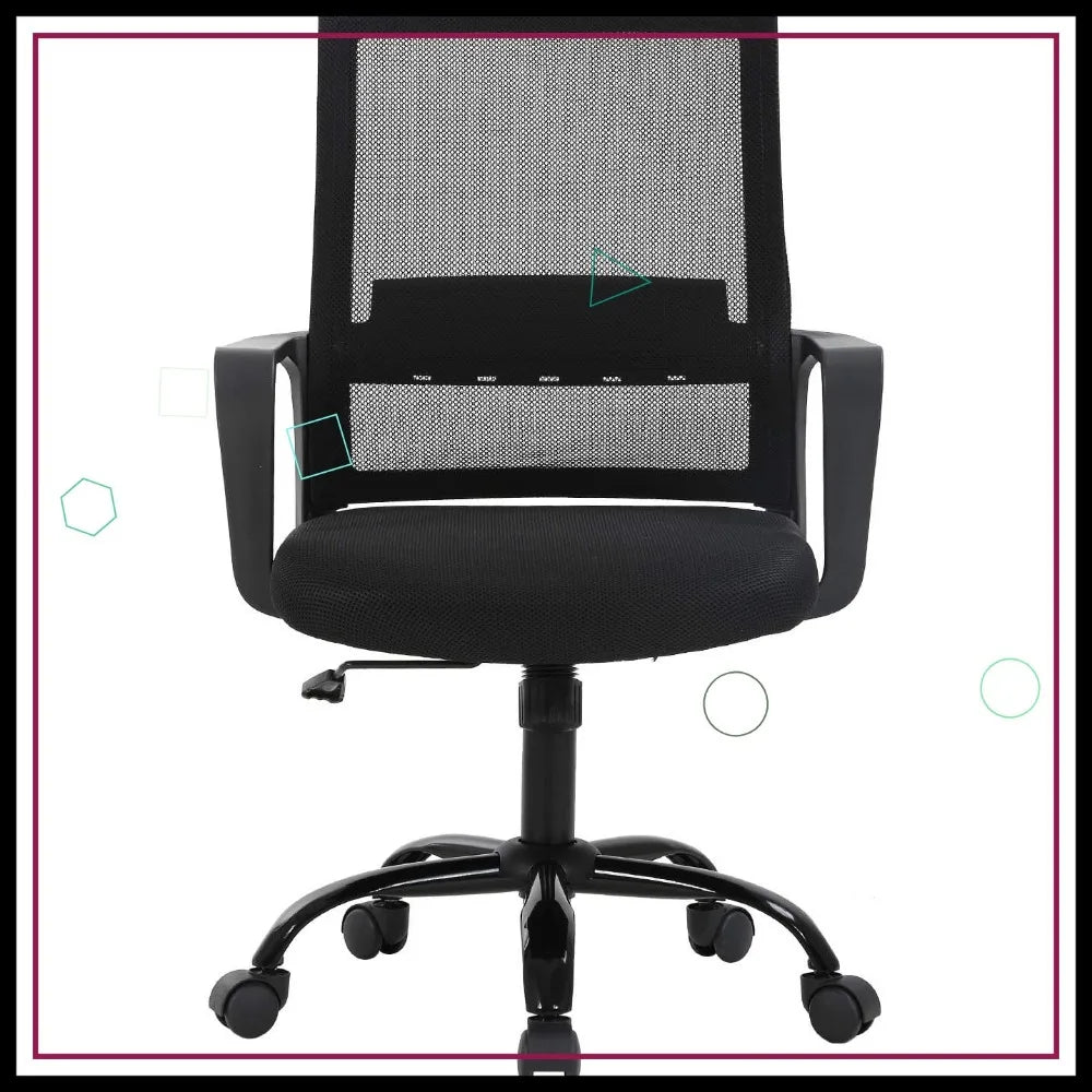 Ergonomic Office Chair with Lumbar Support, Adjustable Height, Breathable Mesh Back, and Smooth Rolling Casters