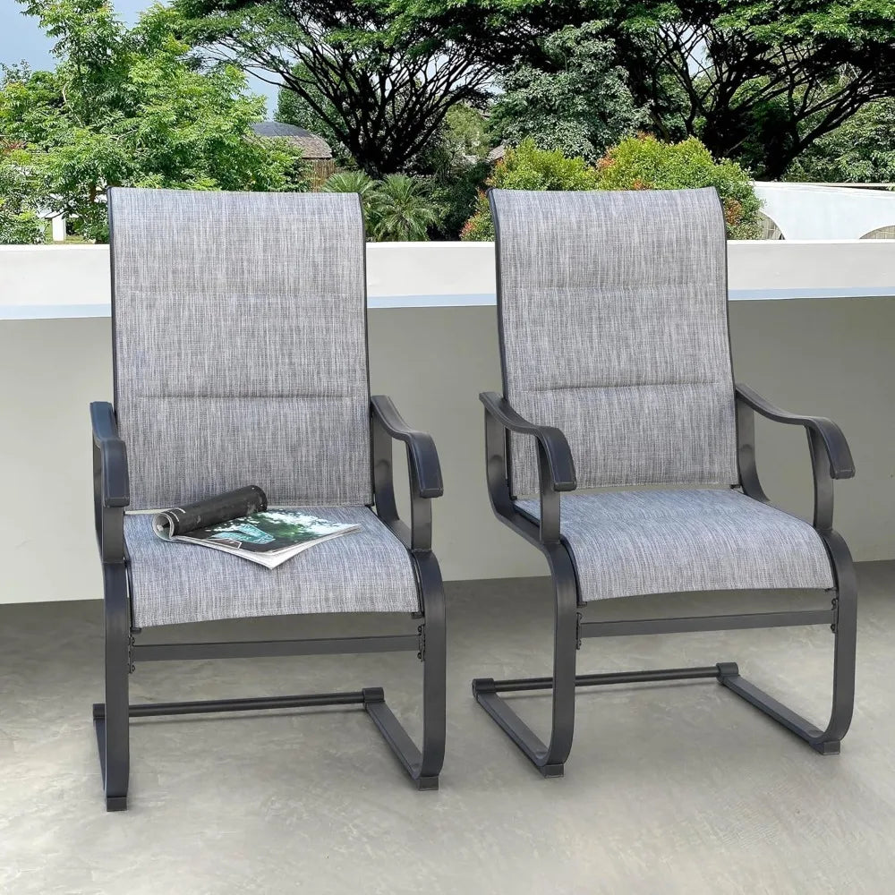 Outdoor Patio Dining Chairs Set of 2 Padded High Back Breathable Spring Motion Patio, Lawn & Garden